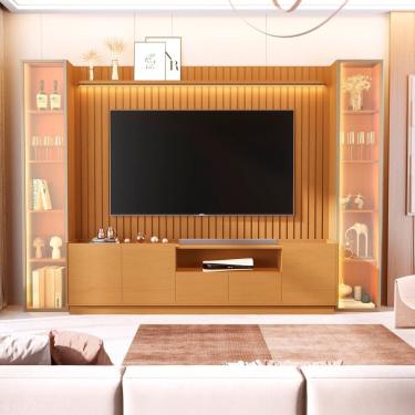Imagem de Rack com Painel para Tv 84 Polegadas 100% Mdf com Led 2 Torres com Porta Reflecta Vitoria Regia Marrom