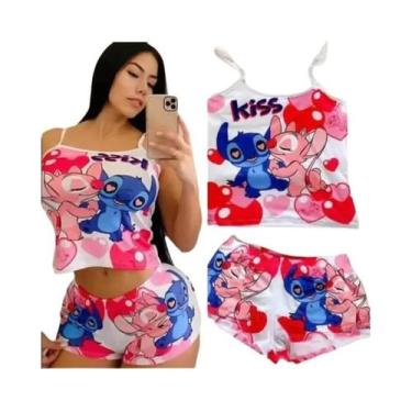Imagem de Conjunto De Yoga De Verão Kawaii Disney Stitch Com Camiseta De Manga C