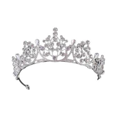 Imagem de Tiara De Noiva Em Cristal Prateado Com Strass, Coroa De Princesa Para 