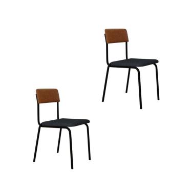 Imagem de Cadeira Fit Fixa C/4 Pes 475 X 505 X 810 Mm C/2 Un. Crt.cinza/courino Caramelo Crt Cinza/courino Caramelo