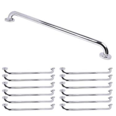 Imagem de Alça Barra de Apoio 80cm Inox Kit 12 Uni Banheiro Cadeirante Idoso Def
