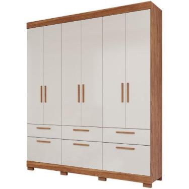 Imagem de Guarda Roupa Lisboa 6 Portas de Bater 5 Gavetas MDF - Panan, Cinamomo 