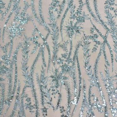 Imagem de Tecido Tule Glitter Paete 100% Poliester - Cores CORES:MENTA - RIBNITS