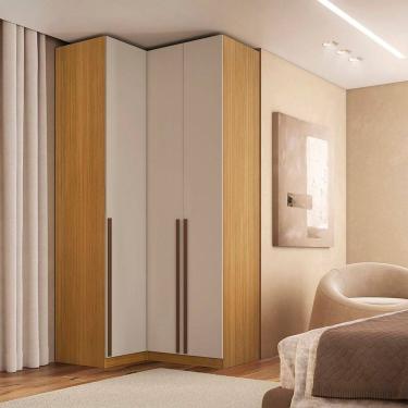 Imagem de Módulo de Canto Reto 3 Portas 100% Mdf Altezza Trend Freijó/Off White