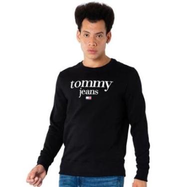 Imagem de Moletom Tommy Jeans Masculino Regular Crewneck Modern Corp Logo Preto-Masculino