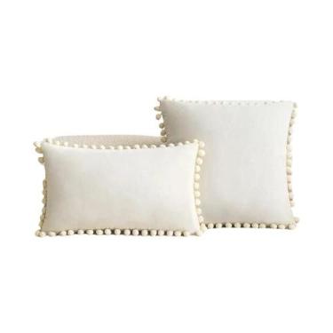 Imagem de Capa De Almofada De Veludo 30x50cm 45x45cm 50x50cm Com Pompom Fofo, Ca