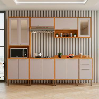 Imagem de Cozinha Compacta Cooktop 12 Portas 2 Gavetas Paris Sallêto Cinamomo Com Off White