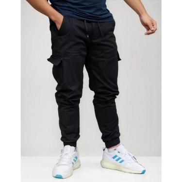 Imagem de Calça Cargo Jogger Unissex NIV DENIM - Streetwear, Bolsos Laterais, Es