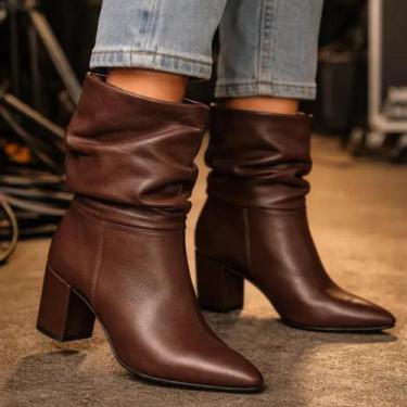 Imagem de Bota Social Via Marte De Couro Marrom Original Confortável, Marrom, 38