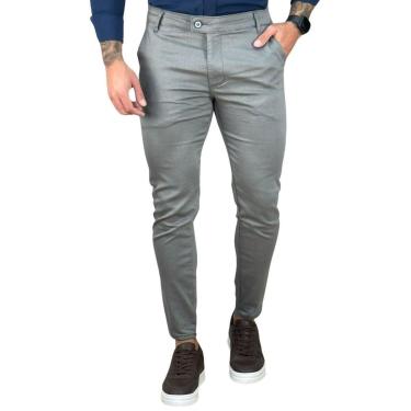 Imagem de Calça Alfaiataria Cinza Claro Masculina Skinny - Truehero-Masculino
