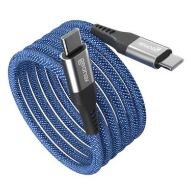 Imagem de Cabo USB C para USB C 100W Geonav 1,2 metros Azul com Organizador Corp