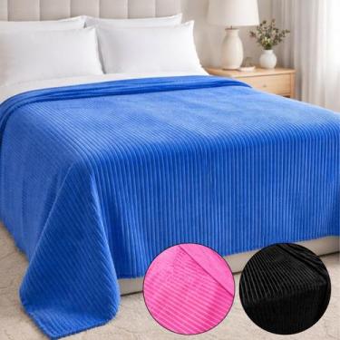 Imagem de Manta Cobertor Canelada Ultrasoft Casal Queen Veludo Grande COR:AZUL -