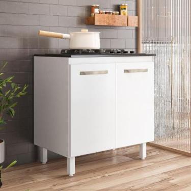 Imagem de Balcão Para Cooktop 80 2 Portas Branco UV/Branco UV - Nicioli - Multi 