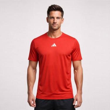 Imagem de Camiseta Adidas TR B 3 Stripes Vermelha e Branca, GG