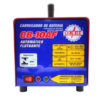 Imagem de Carregador de Bateria 10a 12v Flutuante Cb-10/12af Okei