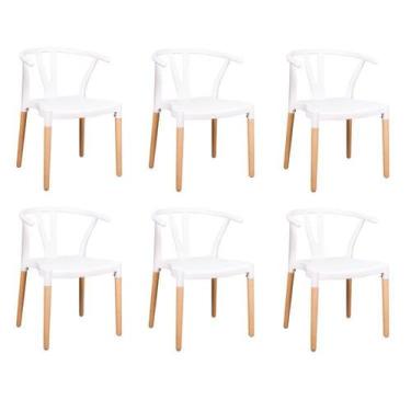 Imagem de Conjunto 6 Cadeiras Polipropileno Wishbone Yescasa Branco