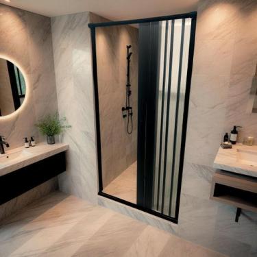 Imagem de Box para Banheiro de PVC 185x85cm Sanfonado Frontal Bcf Preto