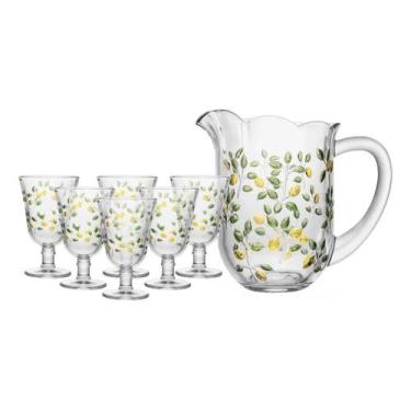 Imagem de Conjunto Jarra com 6 Tacas Siciliano Hand Painting 1,5L/240ml Cristal 
