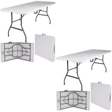 Imagem de Kit com 2 mesas dobravel portatil de camping vira maleta 1,80m   jst
