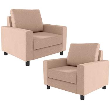 Imagem de Kit 02 Poltronas Decorativas Para Sala De Estar E Recepção Malta L02 Linho Rosê - Lyam Decor