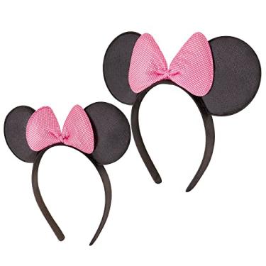 Imagem de ABG Accessories Bandanas para meninas Minnie Mouse, conjunto de 2 para mamãe e eu, combinando para adultos e meninas, Glitter rosa, Girls Ages 2-7