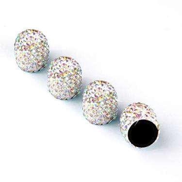 Imagem de JUSTTOP Pacote com 4 tampas de haste de válvula de pneu de cristal feitas à mão, universais para carros, caminhões e motocicletas - cor AB