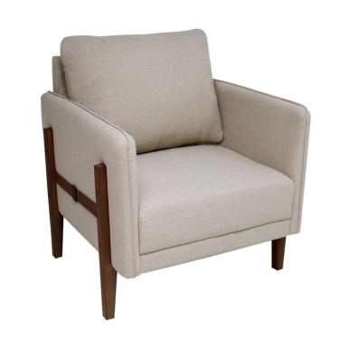 Imagem de Poltrona Nice Linho Bege e Imbuia