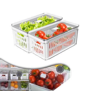 Imagem de Kit 2 Organizador Porta Mantimento 5 L C/ Tampa Cesto Fruta Verdura Clear Fresh - Ou