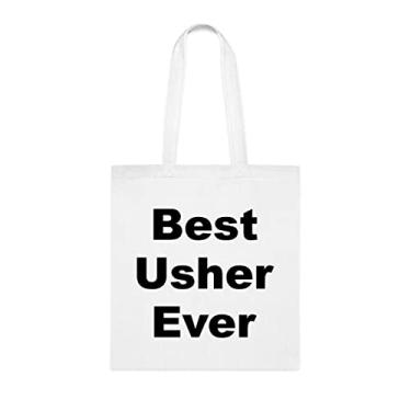 Imagem de Bolsa Usher Tote bag, Best Usher Ever Tote bag, presente Usher, presente para Usher, bolsa de ombro Usher, bolsas reutilizáveis, ideia de de Natal, Branco