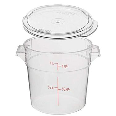 Imagem de Cambro Conjunto de 2 Containers de Armazenamento Redondo Transparente com Tampa, 1 Litro (32 cm x 32 cm x 36 cm), Simples e Funcional