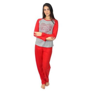 Imagem de Pijama Longo Leve Blusa Comprida Inverno Estampado Feminino - B2t