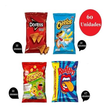 Imagem de Elma Chips Ruffles + Doritos + fandangos + cheetos Caixa c/ 60un