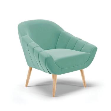 Imagem de Poltrona Giovana Suede Azul Turquesa Natural