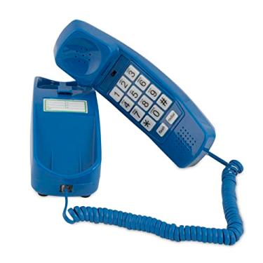 Imagem de iSoHo Phones - Redescubra a conectividade atemporal: telefone com fio de botão grande - elegância encontra simplicidade para seu escritório em casa e entes queridos idosos, azul clássico
