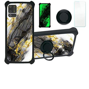 Imagem de Capa Nuu B10 compatível com capa de telefone Nuu Mobile B10 [com protetor de tela de vidro temperado][PC rígido + silicone macio][glitter dourado + luminoso] JSH-HDL