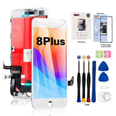 Imagem de EFAITHFIX Tela LCD de substituição para iPhone 8 Plus de 5,5 polegadas, montagem completa, digitalizador de tela sensível ao toque 3D com câmera frontal + alto-falante de fone de ouvido + sensor de proximidade + kit de ferramentas de reparo para A1864, A1897, A1898