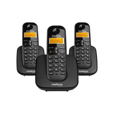 Imagem de Combo Telefone sem Fio + Dois Ramais Adicionais Intelbras ts 3113 Preto