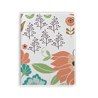 Imagem de Caderno de tinta de plantas com flores brancas e laranjas, capa de goma