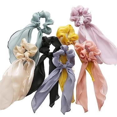 Imagem de LOVEF Novos 5 peças de faixas de cabelo de coelho grande liso com laço para orelha e rabo de cavalo para joia de cabelo