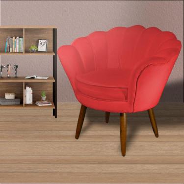 Imagem de Poltrona Decorativa Estofada Para Quarto Closet Pétala Suede Vermelho - LM DECOR