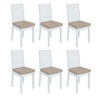 Imagem de Conjunto 6 Cadeiras Athenas Móveis Lopas Branco/veludo Naturale Creme