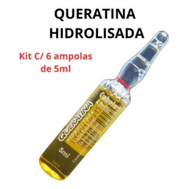 Imagem de Queratina Hidrolizada 5ml Cabelo E Brilho - Kit C/ 6 Ampolas - Arovite
