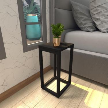 Imagem de Mesa De Cabeceira Industrial Preta Mdf Canto Quarto Mesas De Cabeceira Mesinha Cabeçeira Cabiceira