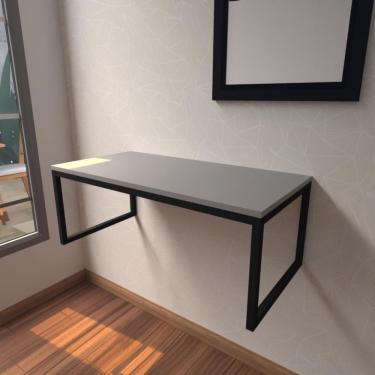 Imagem de Aparador Industrial Cinza Moderno Cantinho Café Escritorio Simples Bancada Suspensa