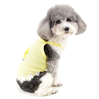 Imagem de Zunea Camisas para cães pequenos menina colete de verão camisetas algodão macio roupas de filhote de cachorro regata bonito sem mangas vestuário feminino cão de estimação gatos camiseta cachorro