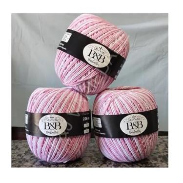 Imagem de Barbante Tipo Barroco Rosa e Branco Degrade B&B 200Gr/200mts BeB