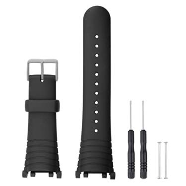 Imagem de SENCATO Pulseira de relógio compatível com Suunto Vector, pulseira de borracha macia de silicone para relógio inteligente Suunto Vector, preta (fivela preta/prata)