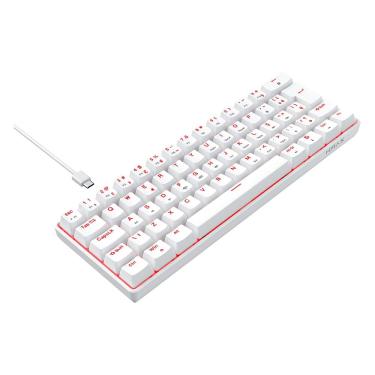 Imagem de Teclado gamer mecanico hyrax thunder HCK61, ABNT2, branco, switch azul - HCK61W-BLUE-LED