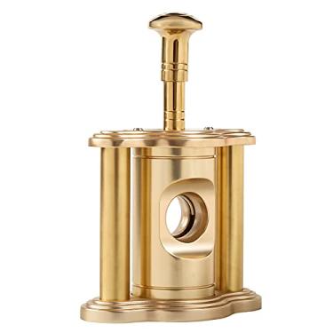Imagem de PENNY73 Cortador de charutos bronze de mesa aço inoxidável corte guilhotina metal fumar acessórios para charutos grandes tesoura de tabaco, amarelo
