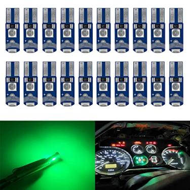 Imagem de BlyilyB Pacote com 20 lâmpadas LED verde T5 74 73 17 cunha para painel de instrumentos de painel de instrumentos de 12 V lâmpada de substituição
